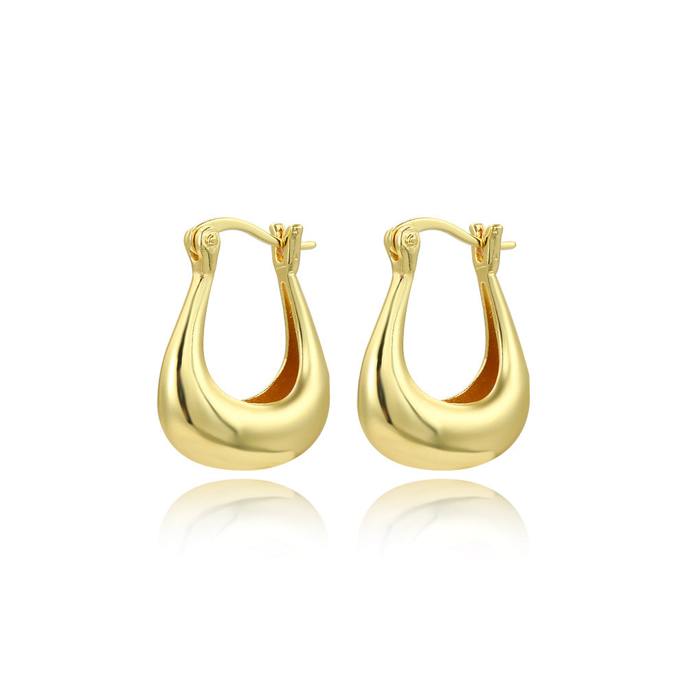 Wholesale plated 18K gold hollow U-shaped earrings
