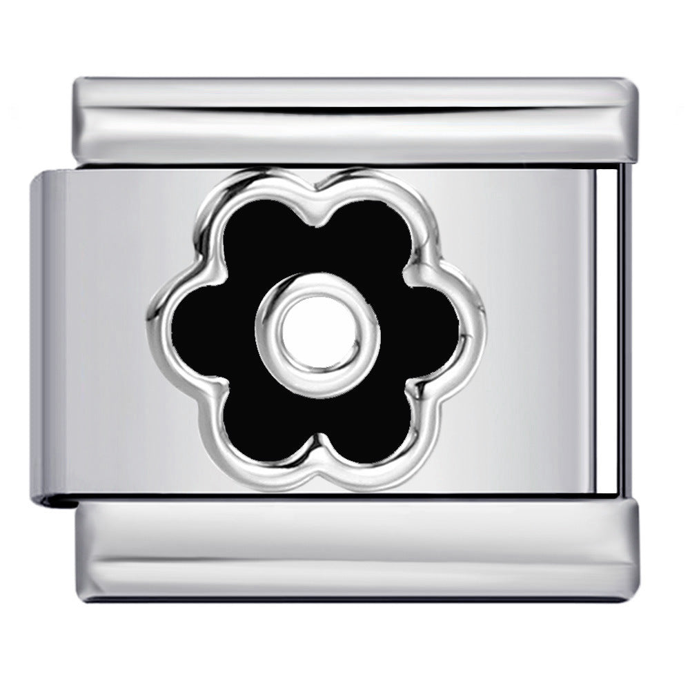 Wholesale Italian Charm Bracelet 9mm DIY Splicing Colored Oil-Drip Petals Stainless Steel Composable Bracelet