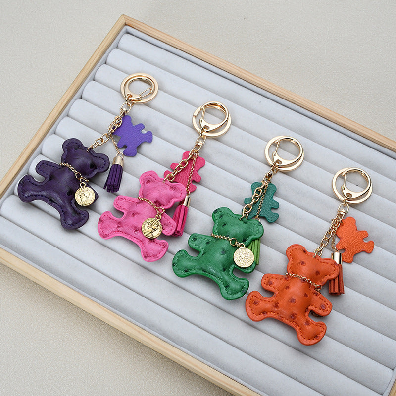 Wholesale Chic White Leather Bear Keychain - Decorative Bag Charm &  Car Key Accessory