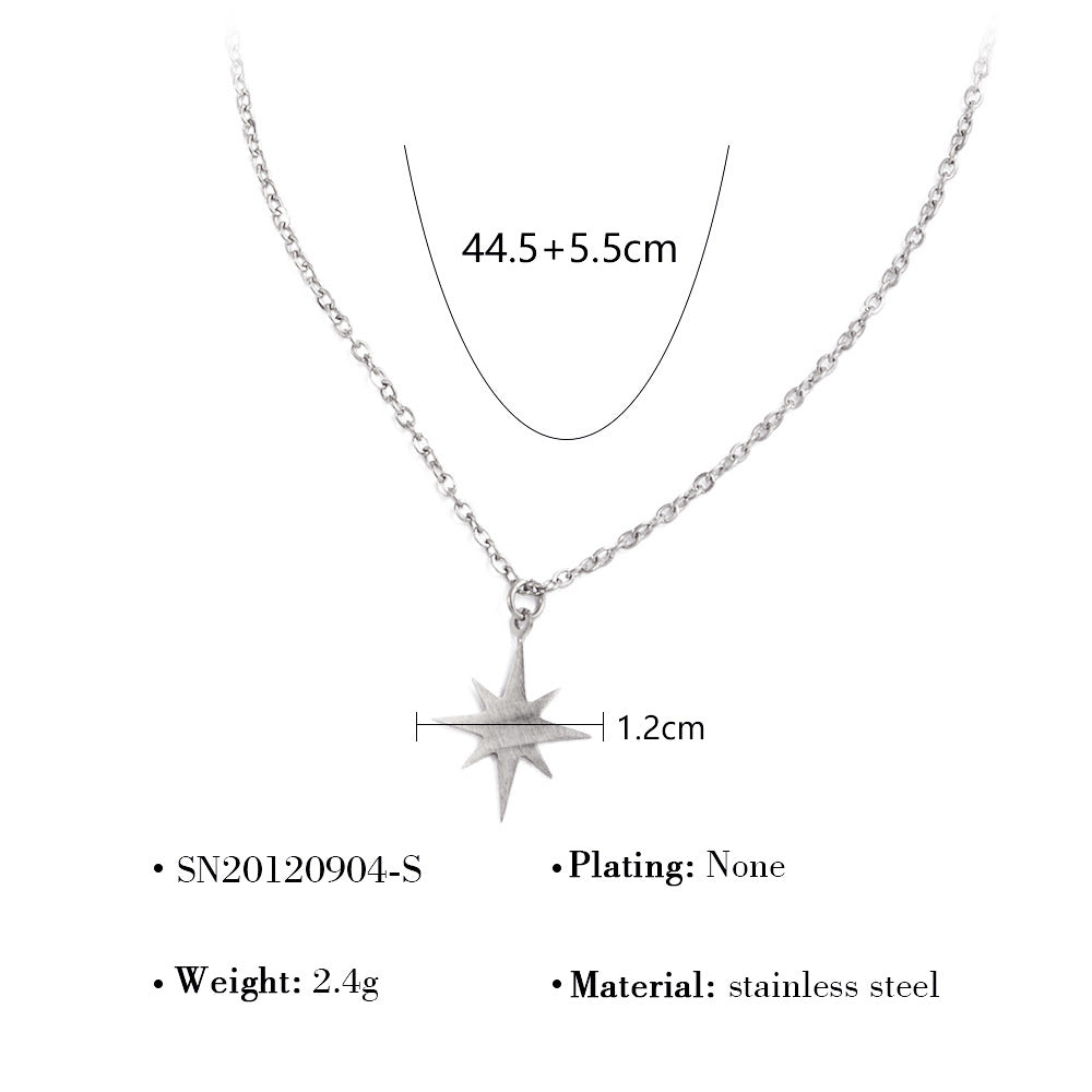 Wholesale  six-pointed star sun clavicle chain titanium steel necklace