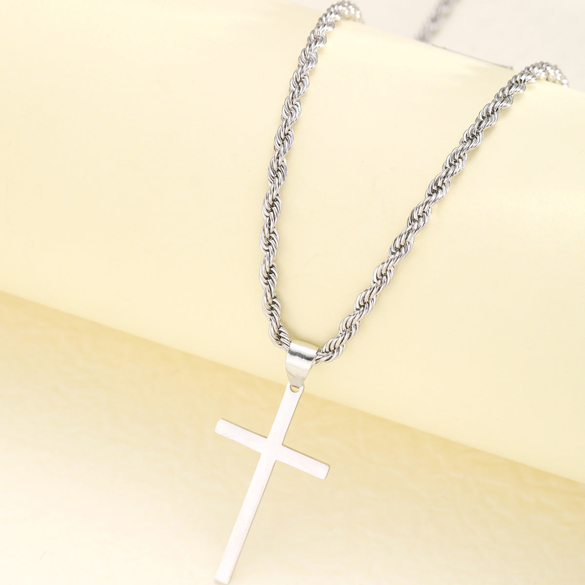 Wholesale twist chain cross pendant mens necklace