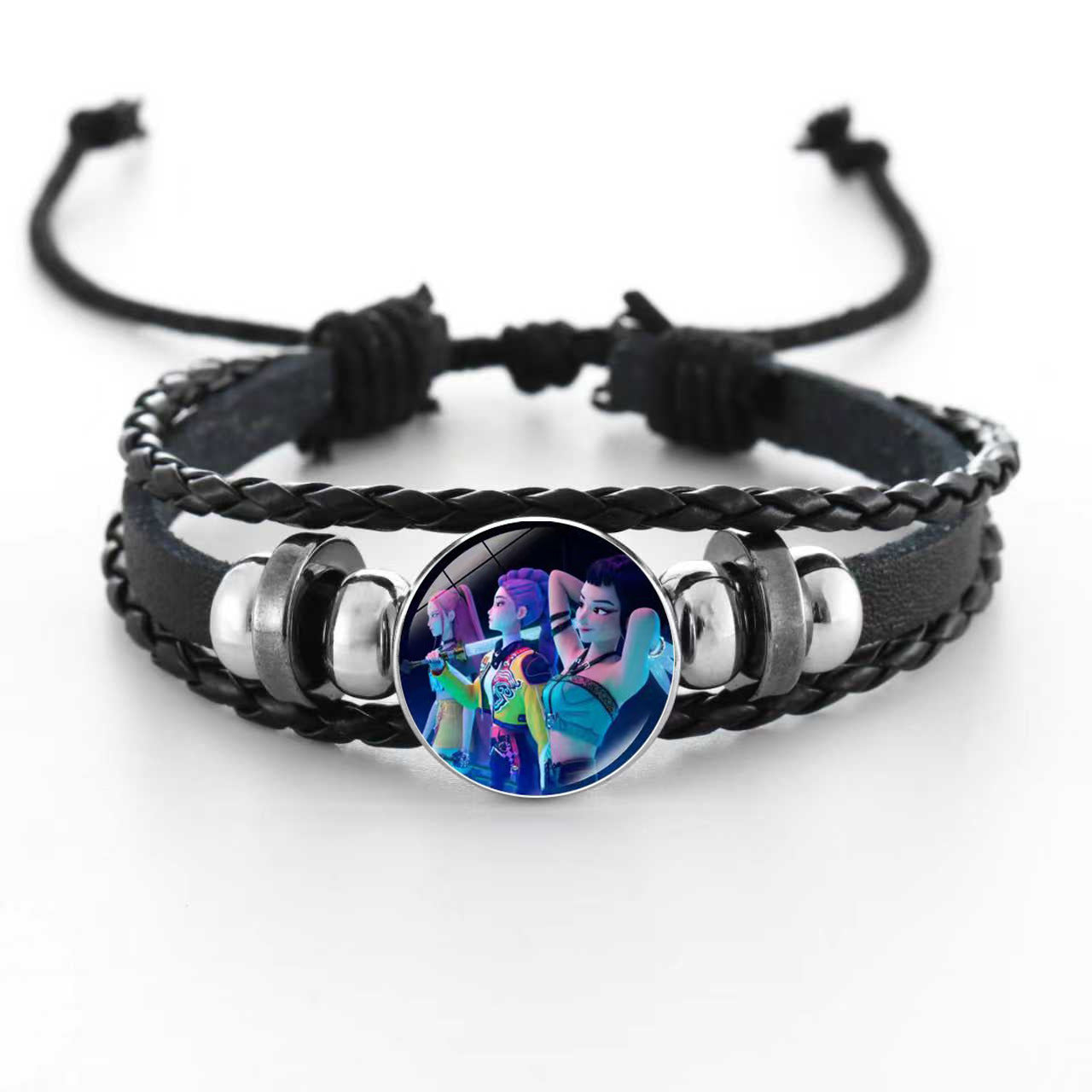 Wholesale Witcher Time Gem Adjustable Hand-woven Pink and Black Bracelet kpop