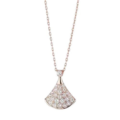 Wholesale Ins Style Fan-Shaped Diamond Necklace,  Layering Jewelry Fashion Accessory for Gift and Boutique