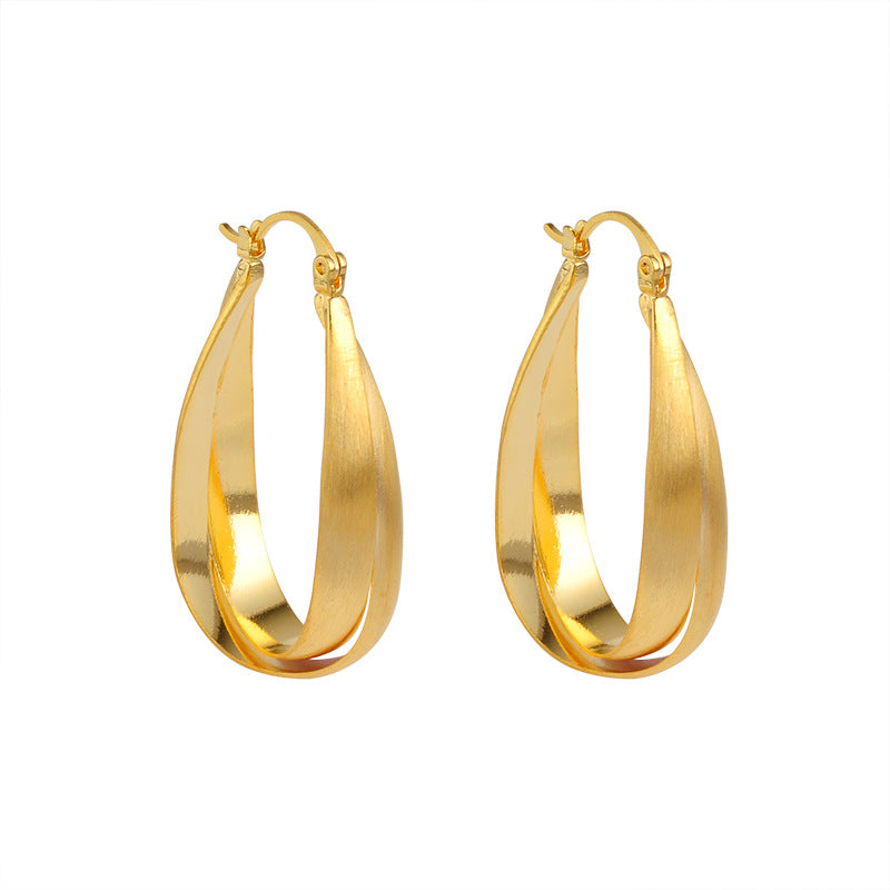 Wholesale retro metal frosted brushed earrings