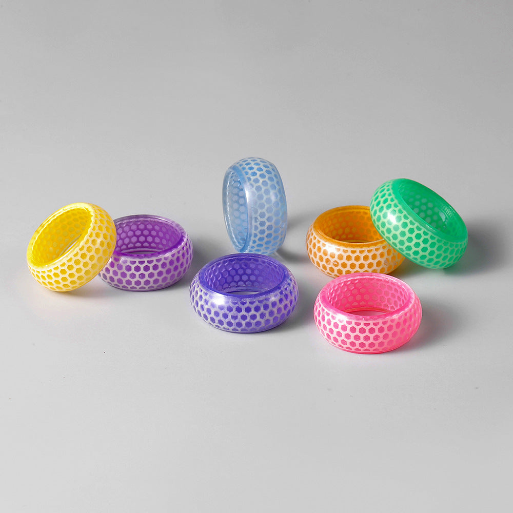 Wholesale Honeycomb Pattern Glow Ring Transparent Resin Men's and Women's Ring Glow Bracelet ACC-RS-ZeXi001