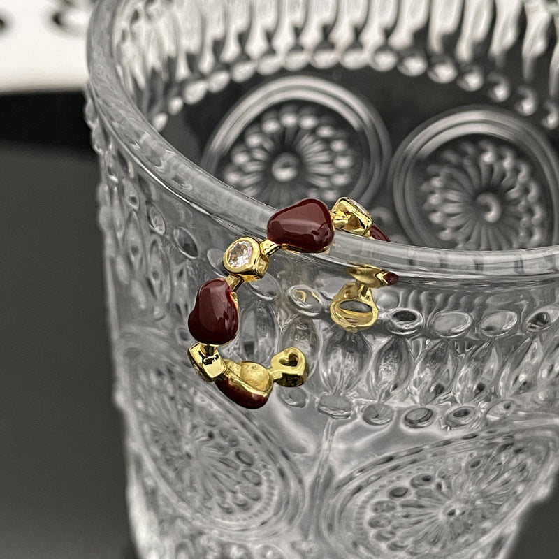 Wholesale Red Drop Glaze White Open Ring