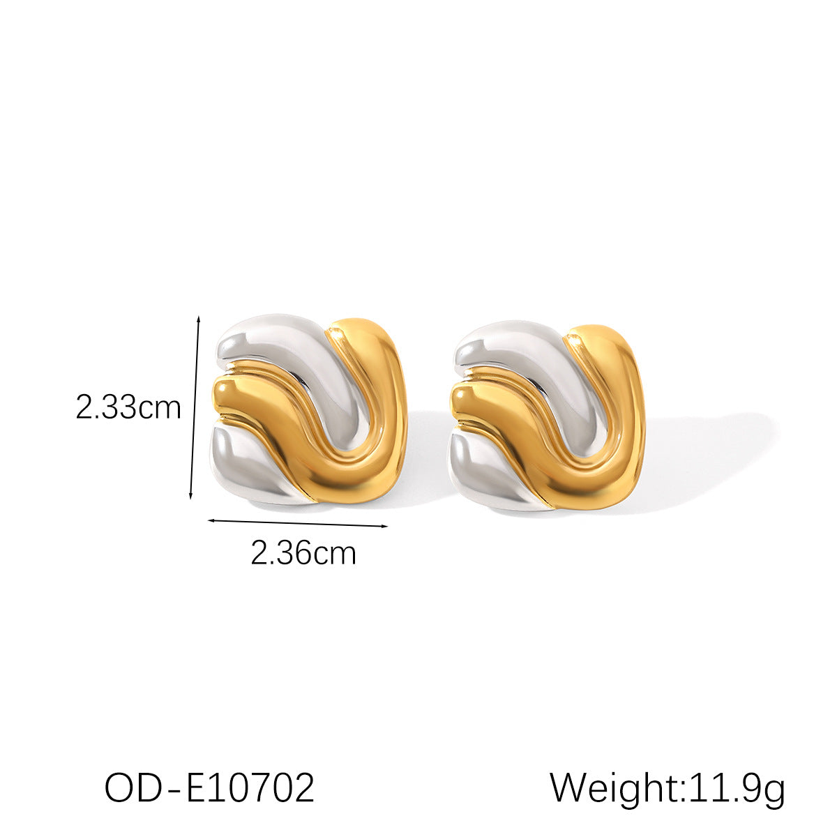 Wholesale Titanium steel earrings gold and silver color matching heart-shaped leaf earrings