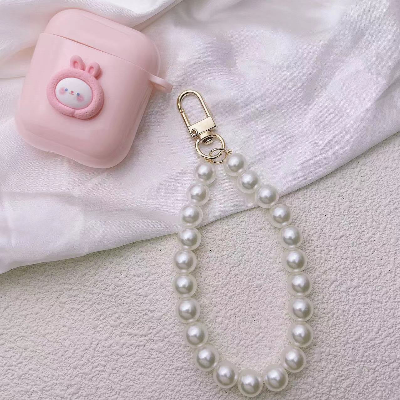 Wholesale Metal Pearl Bead Keychain Phone Chain Modern Minimalist Stylish Bag Charm for Girls