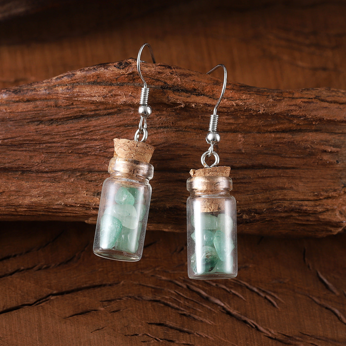 Wholesale  Creative Asymmetrical Stone Wishing Bottle Earrings