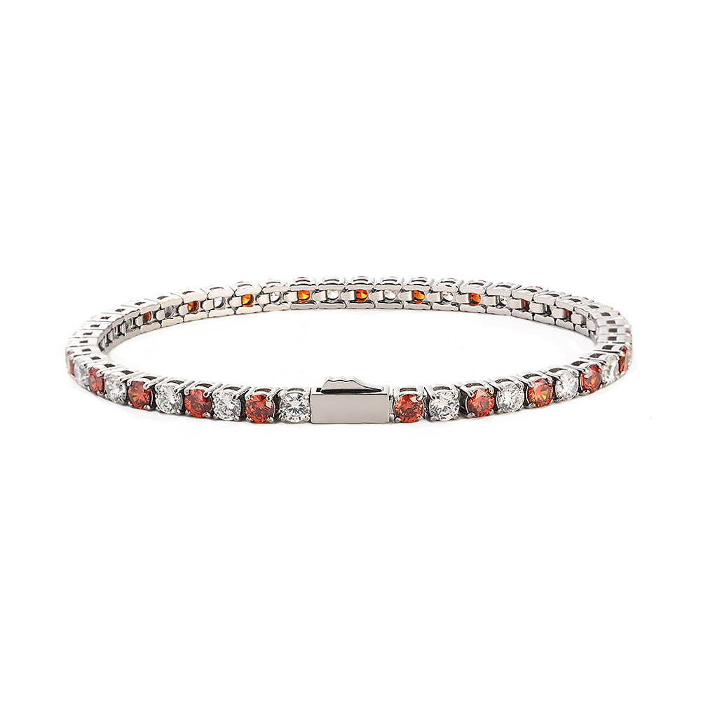Wholesale Euro-American Hip-Hop Style Stainless Steel Cuban Chain with Red Zircon