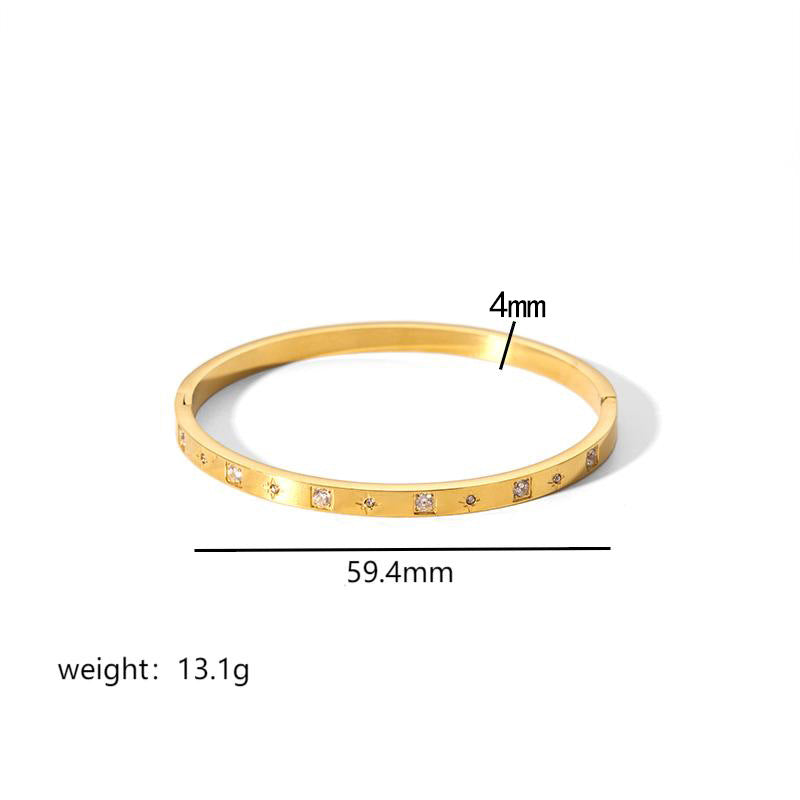 Wholesale Light Luxury Style 18K Gold Stainless Steel Inlaid Zirconium Bracelet ACC-BT-LiQuan001