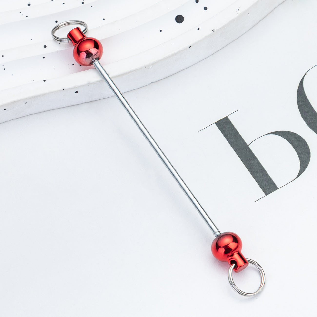 Wholesale  DIY beadable  gradient color handmade beaded keychain