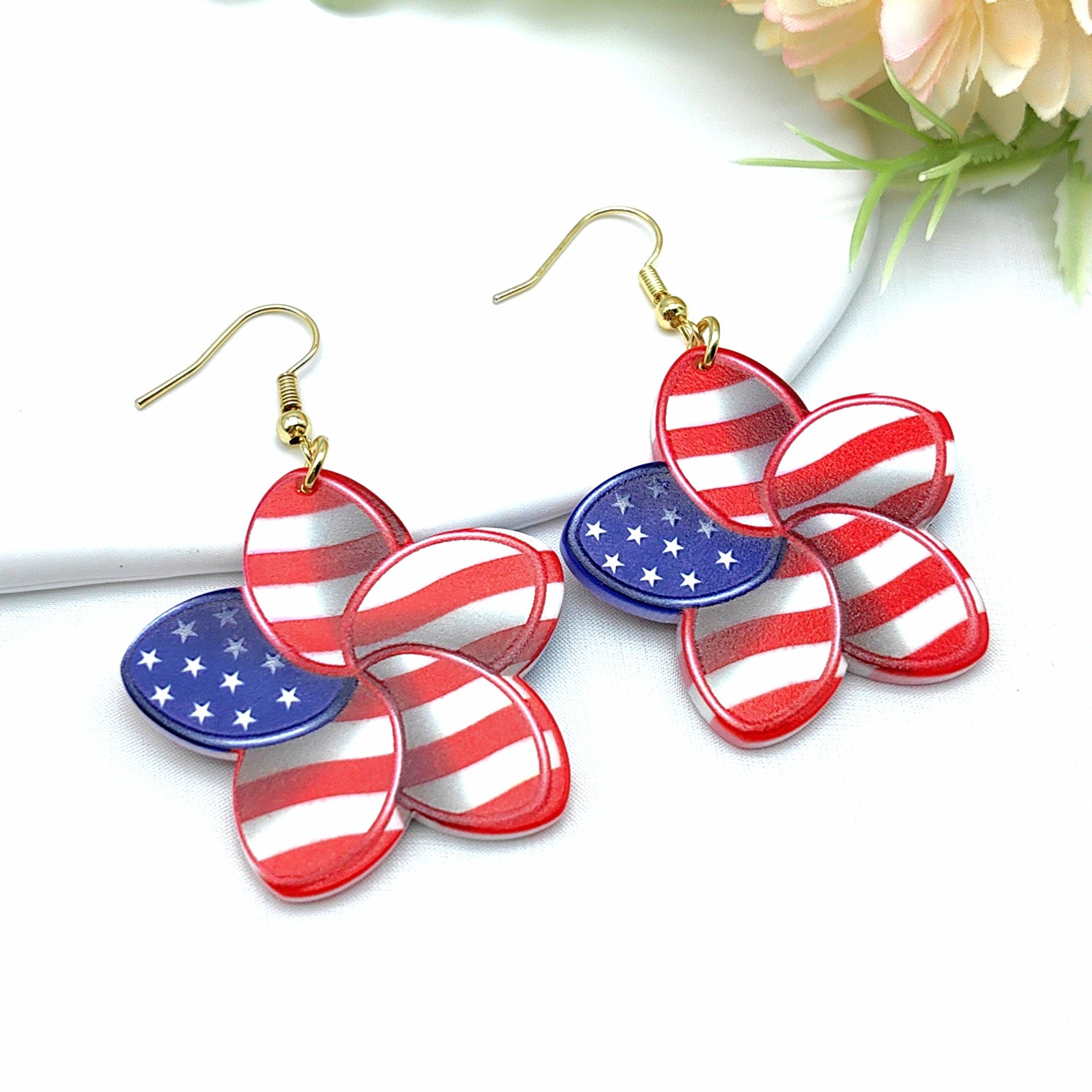 Wholesale National Flag Color Acrylic Independence Day Earrings ACC-ES-Xizhao018