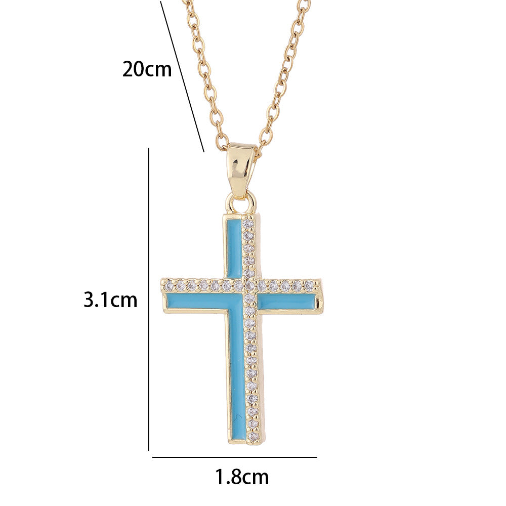 Wholesale Rhinestone Cross Pendant Necklace Hip Hop Punk Style Unisex Jewelry Fashion Accessory Gift Boutique Resale