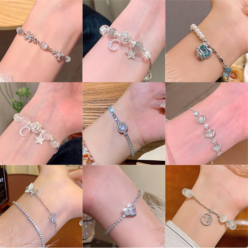 Wholesale Silver Zircon Pearl Alloy Bracelet ACC-BT-Sengw003