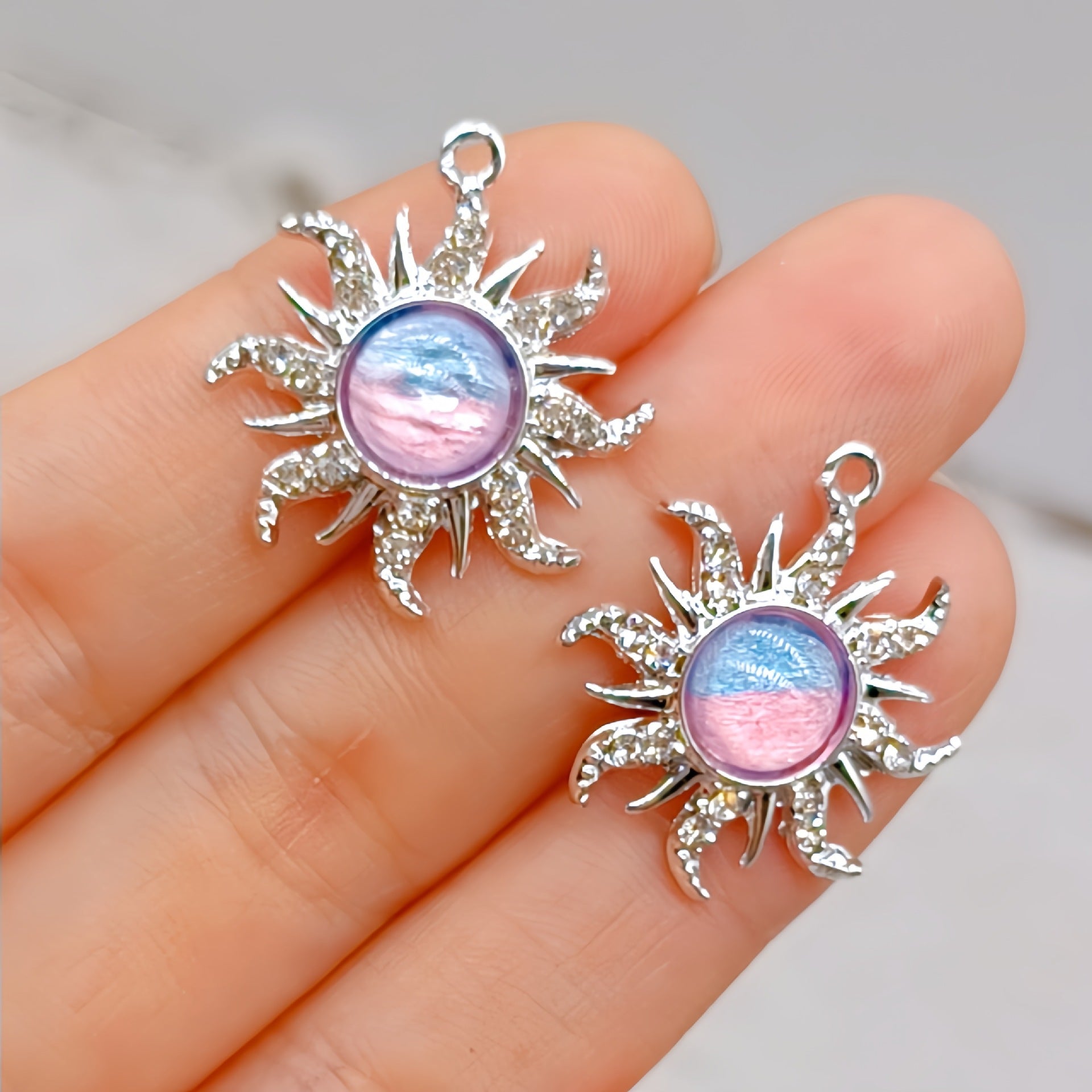 Wholesale Baroque Water Transparent Color Series Gemstone Sunflower Alloy Accessories DIY Jewelry Earrings Bracelet Fan Accessories