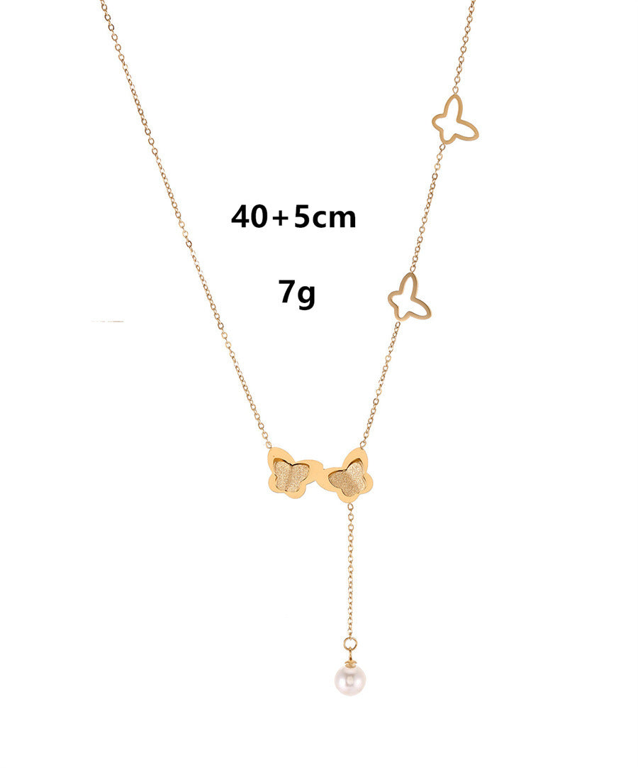 Wholesale Butterfly Necklace 18k Gold Plated Necklace Light Luxury Necklaces Titanium Steel Necklace ACC-NE-TaiYu001