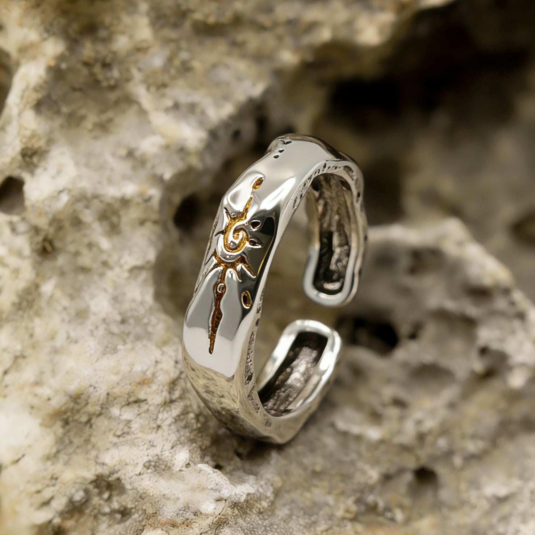 Wholesale Geometric Wishing Stone Ring Silver Plated Fashion Jewelry Accessory for Men and Women