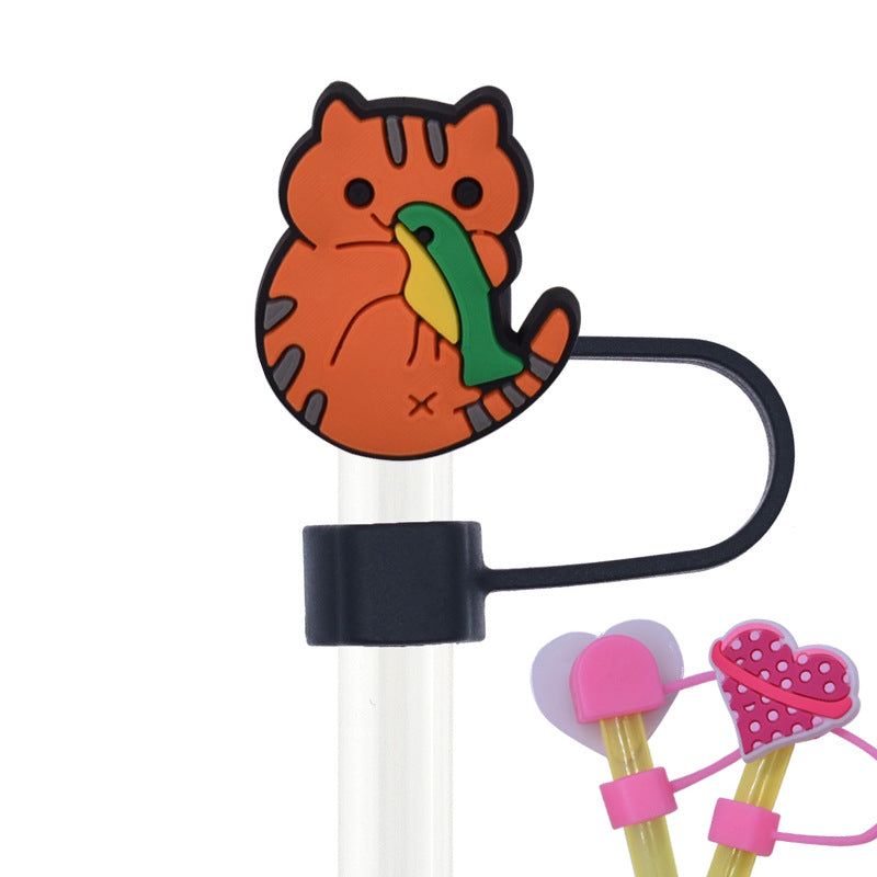 Wholesale Random 100pcs Animal Pet Cat Straw Cover 10MM Straw Tube Cap