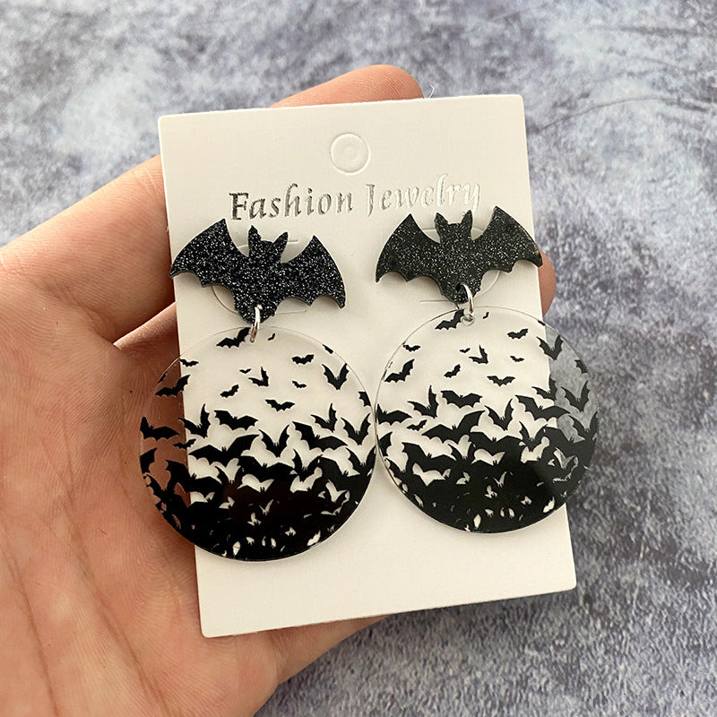 Wholesale Halloween bat acrylic transparent earrings