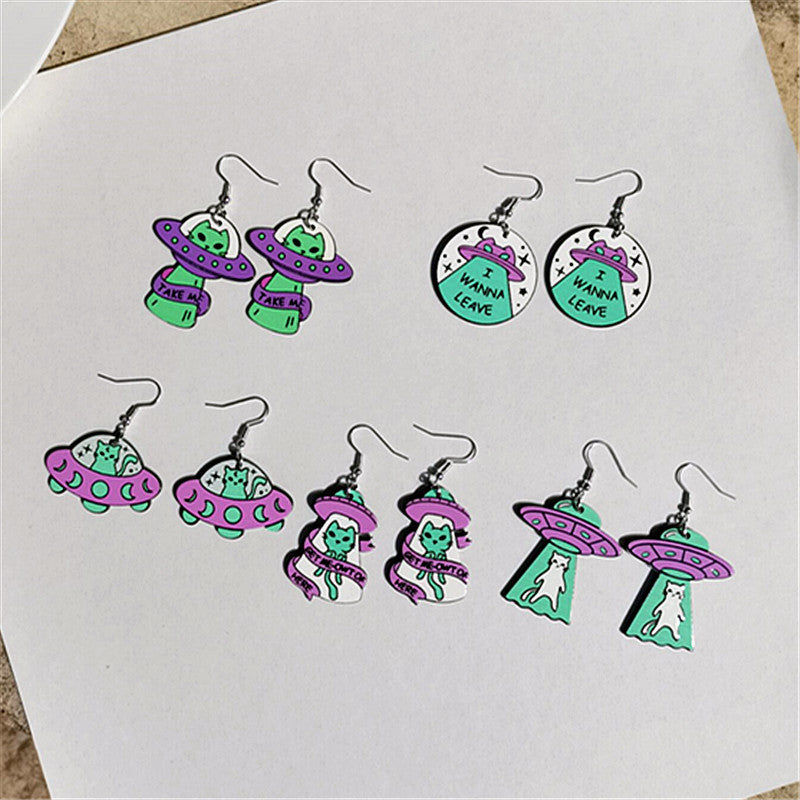 Wholesale Acrylic Cat Earrings Colorful Fashion Jewelry Accessory