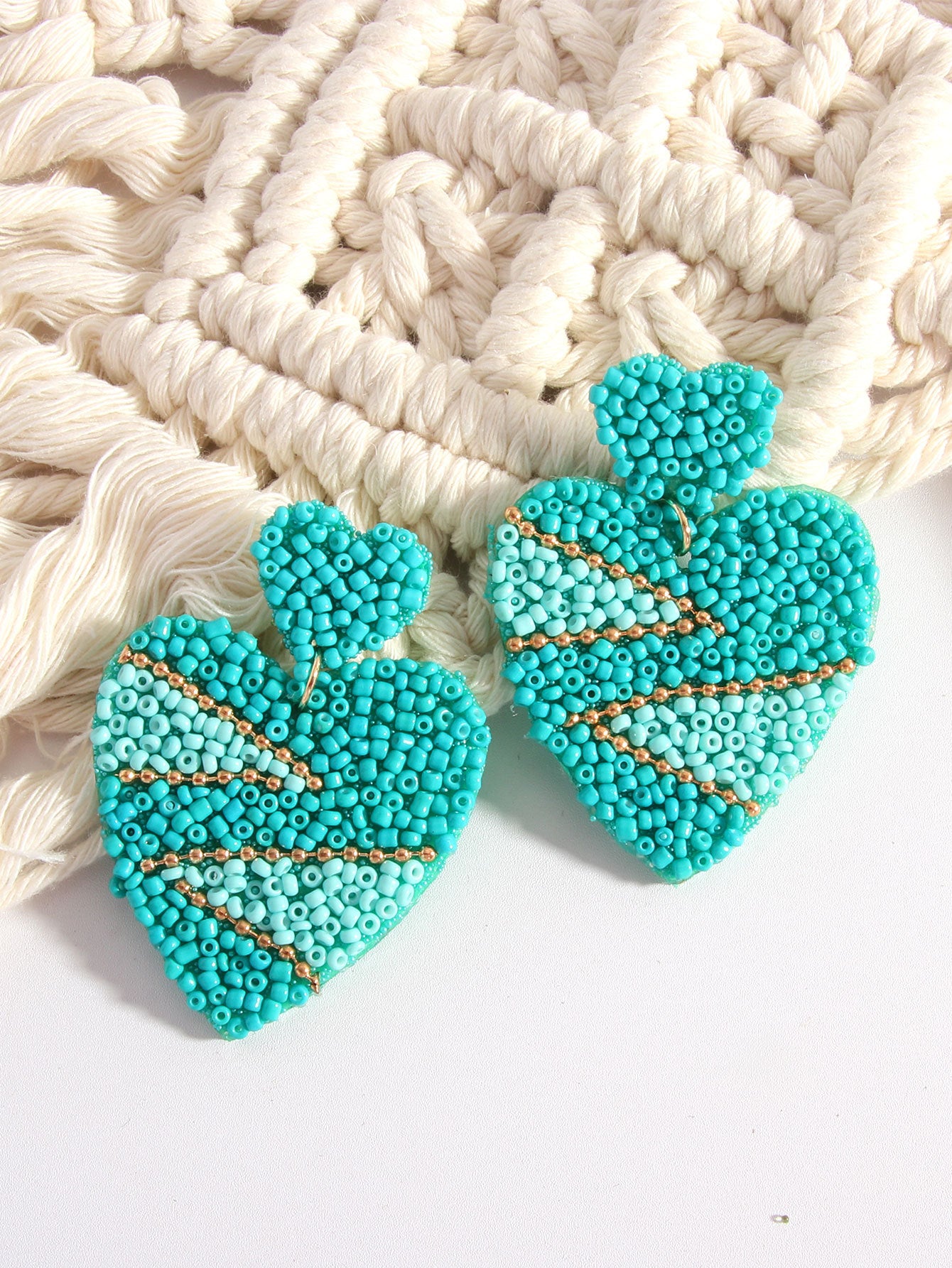 Wholesale Bohemian Love Rice Bead Ethnic Style Handmade Heart-shaped  Earrings