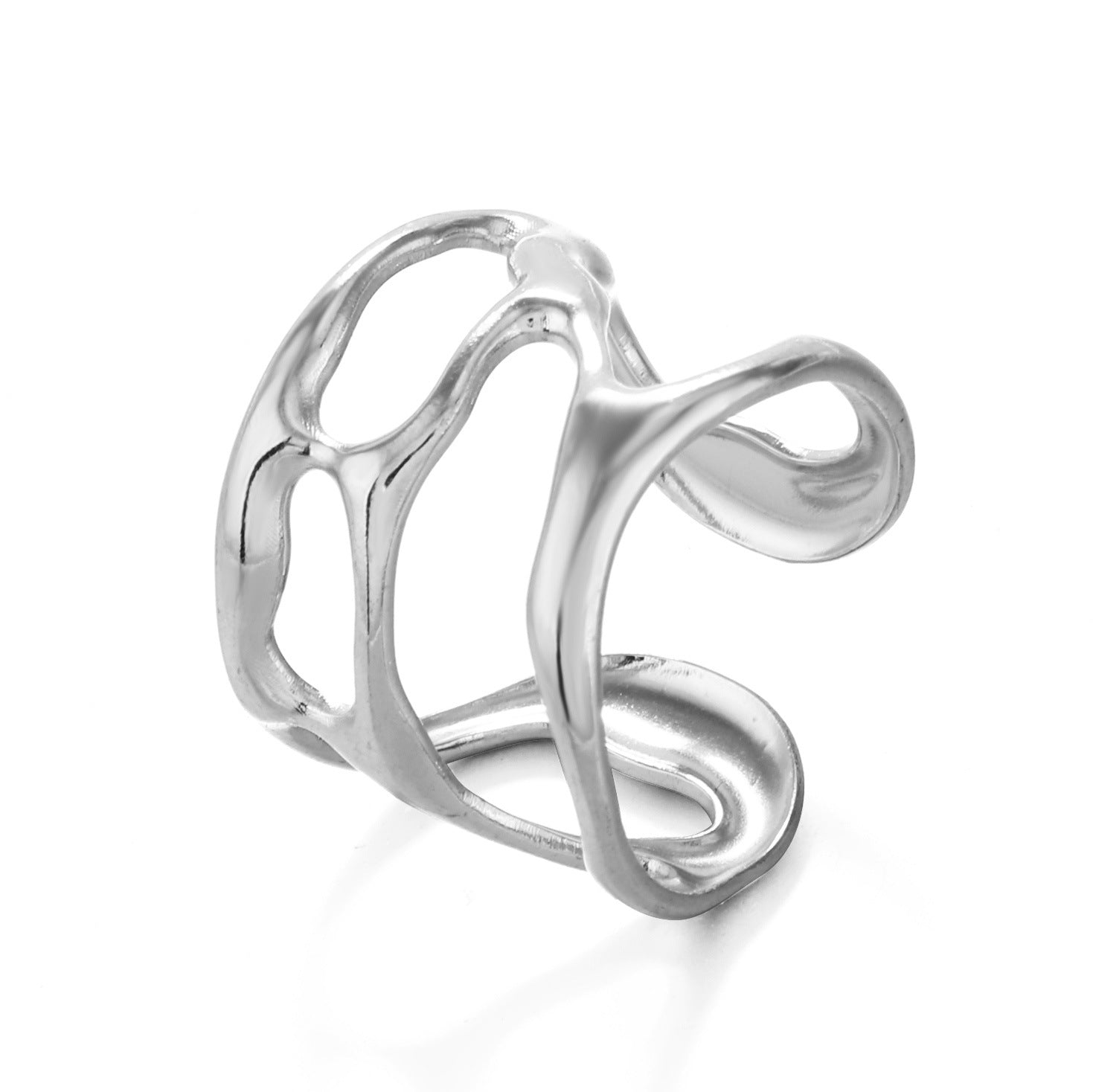 Wholesale stainless steel open adjustable irregular gold plated ring