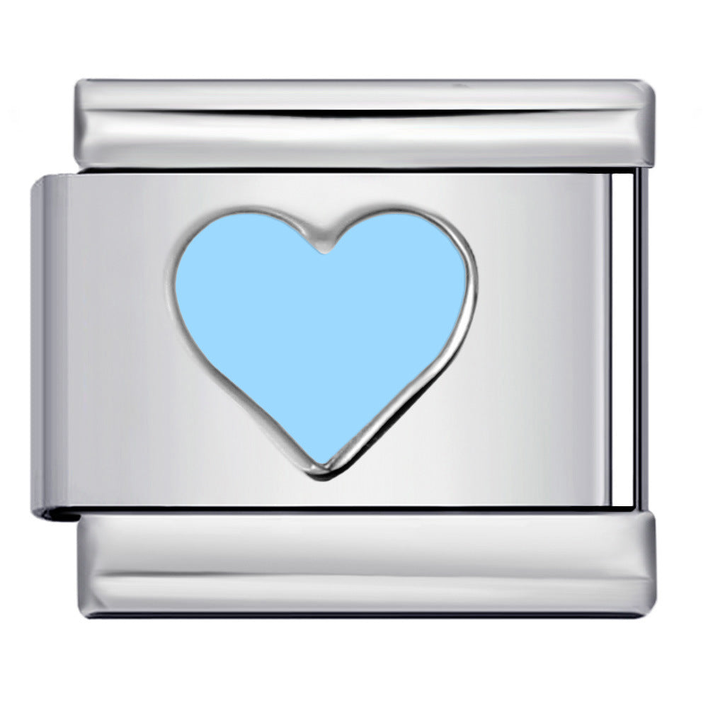 Wholesale Italian Charm Bracelet 9mm DIY Colorful Oil Dripping Heart    Creative Stainless Steel Composable Bracelet