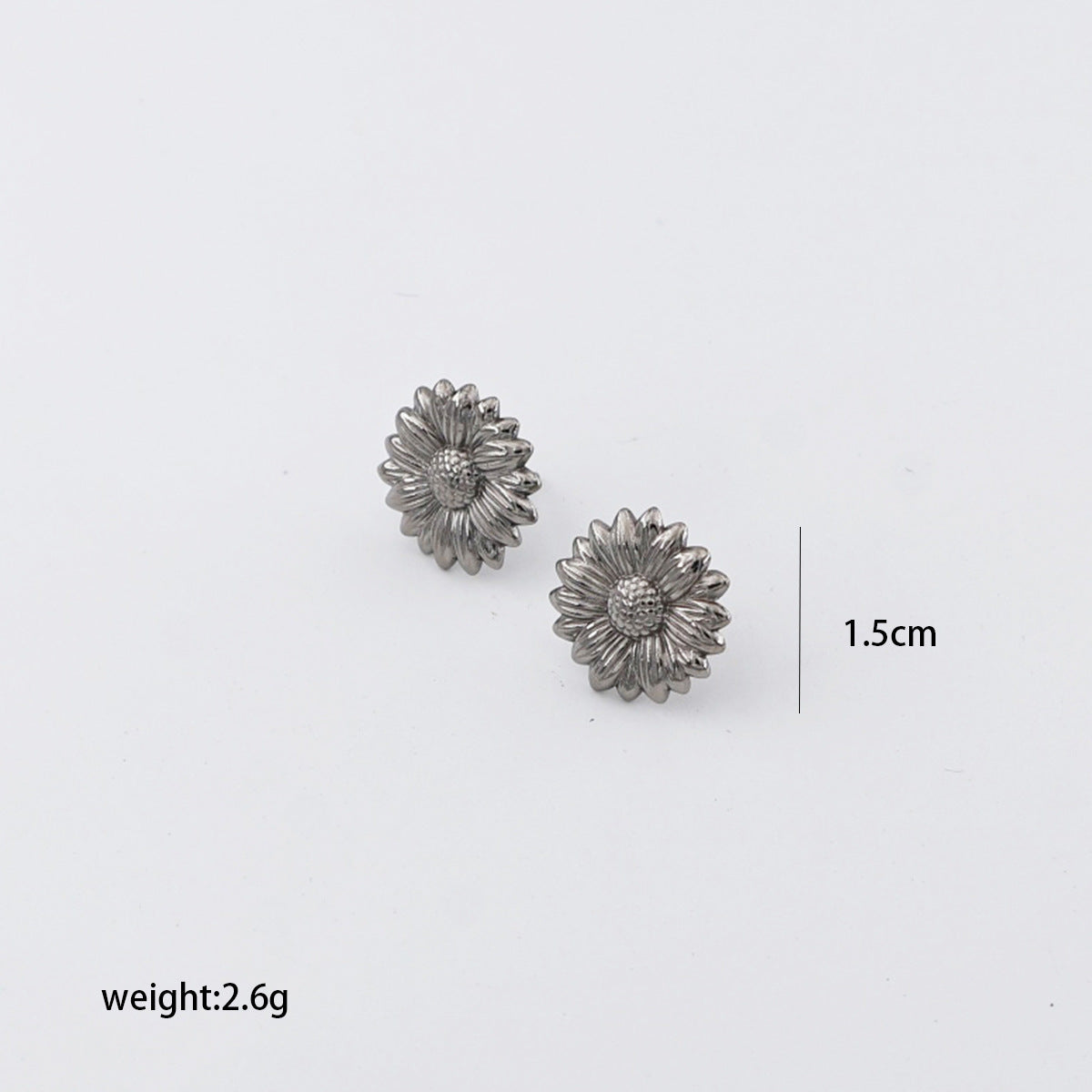 Wholesale stainless steel daisy earrings  geometric round flower petal earrings
