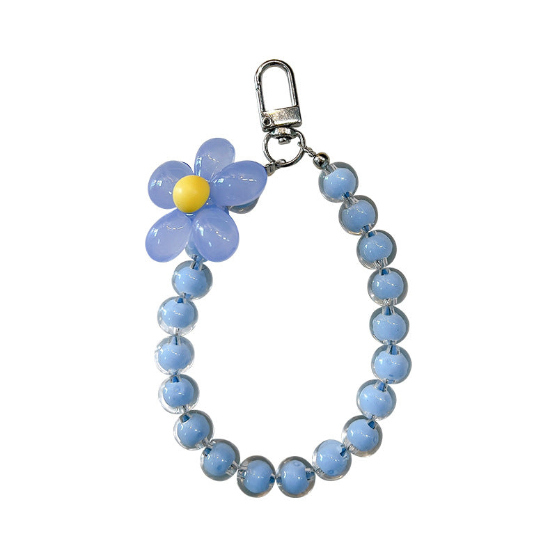 Wholesale  color beaded flower  wristlet keychain