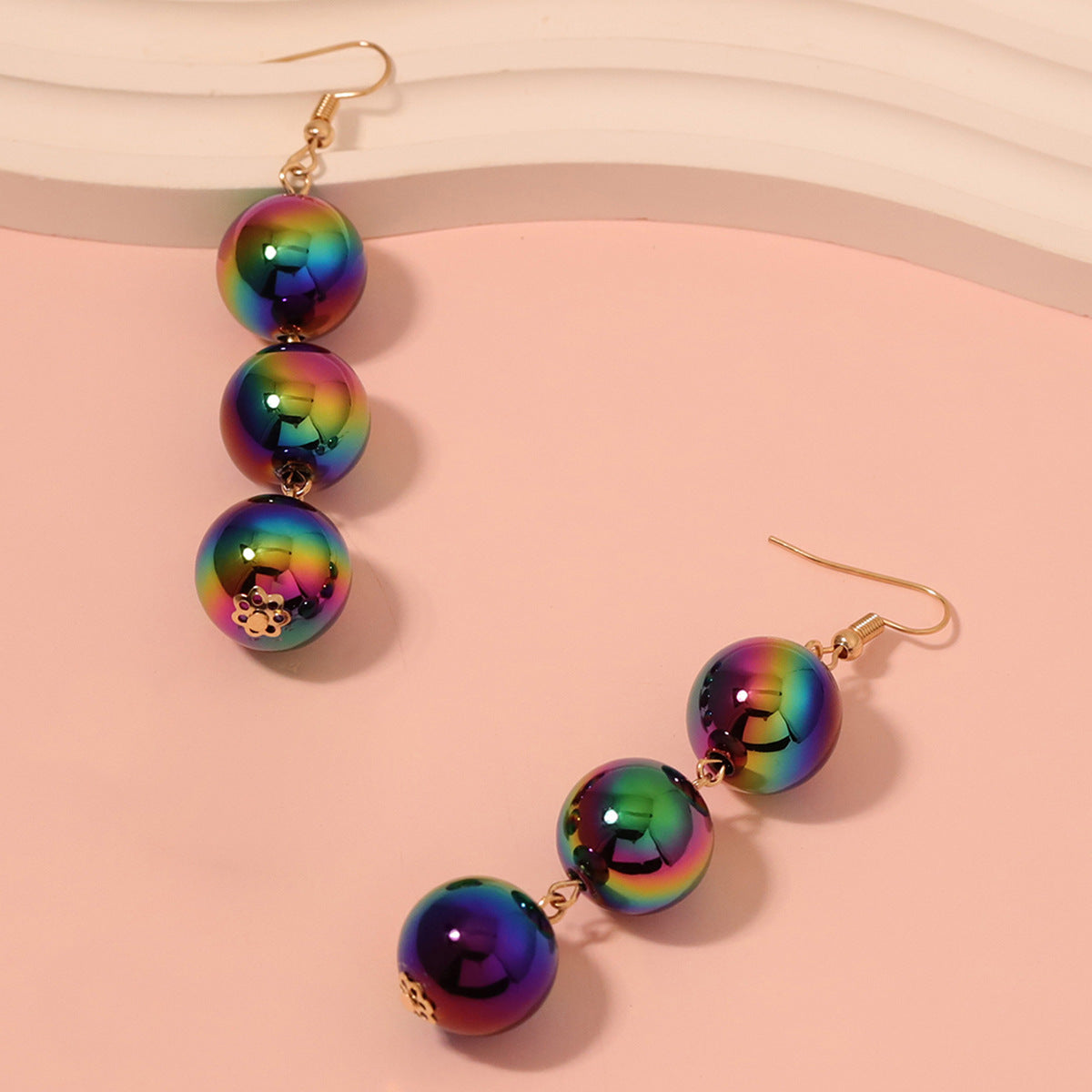 Wholesale Resin Colorful Ball Long Spliced Earrings
