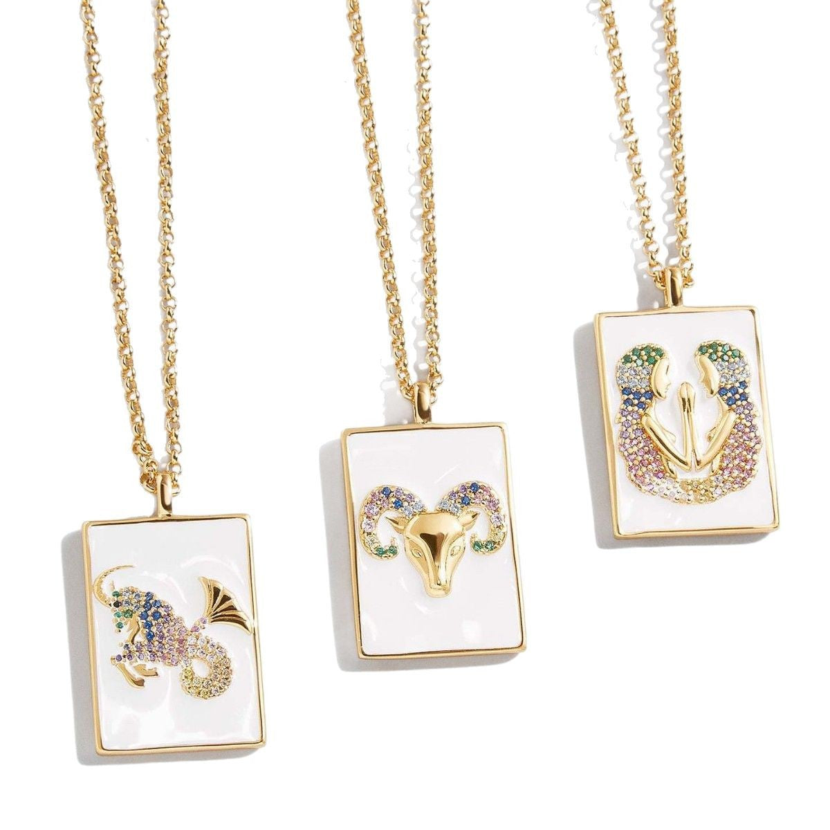 Wholesale  Twelve Constellation Square Brand Color Diamond Necklace