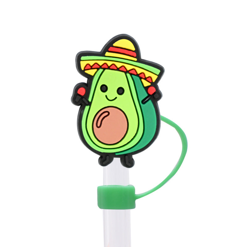 Wholesale Random 10pcs Avocado 8/10mm PVC Soft Straw Tube Cap
