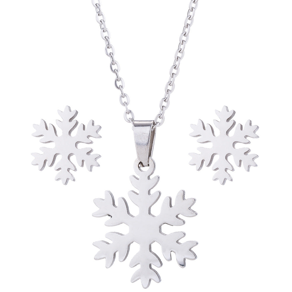 Wholesale Christmas Snowflake Pendant Choker Necklace Earrings Set ACC-NE-ShuangS001