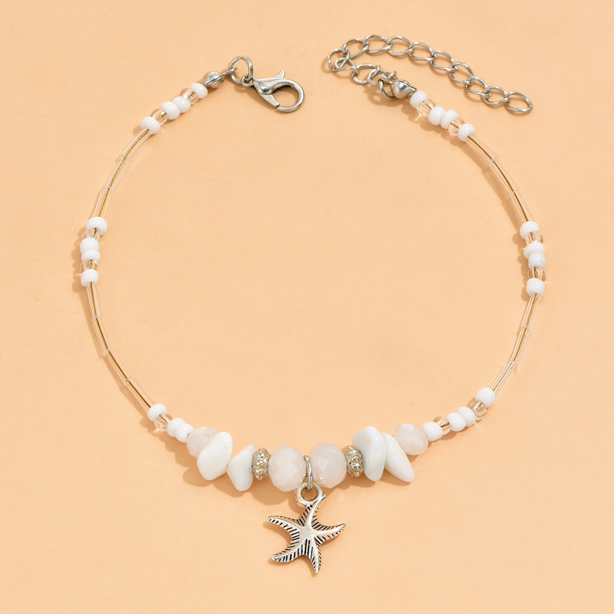 Wholesale  Beach Holiday Style Rice Bead Foot Chain Turquoise Pipe Bead Starfish Pendant  Anklets