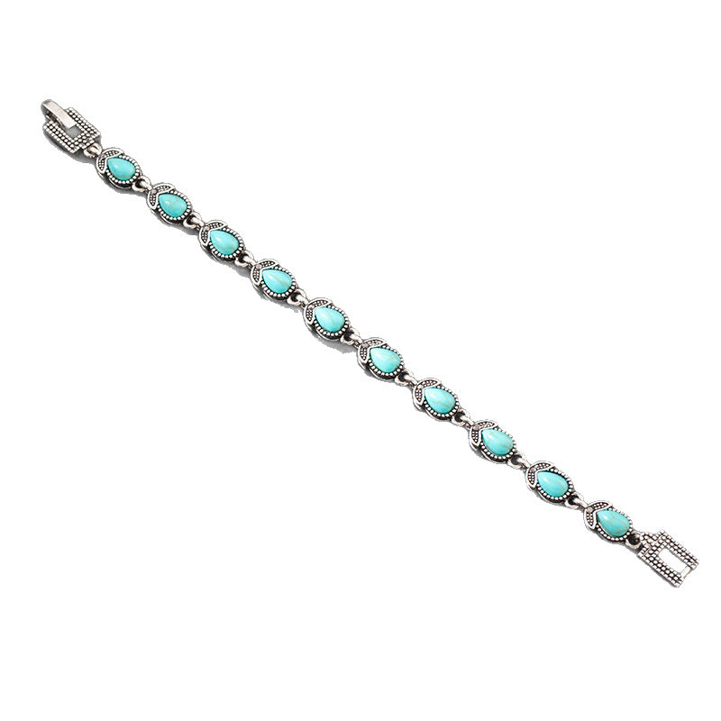 Wholesale Boho Ethnic Turquoise Bracelet Alloy Rhinestone Jewelry Accessory for Women