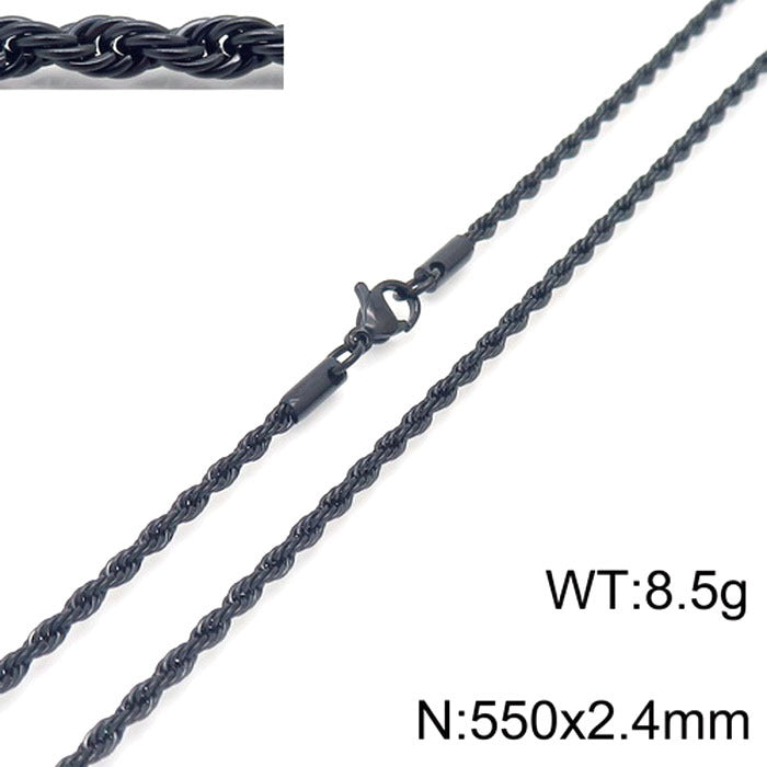 Wholesale Black Twist Chain with Chain Button Rope Chain Titanium Steel Necklace ACC-NE-KaLun002