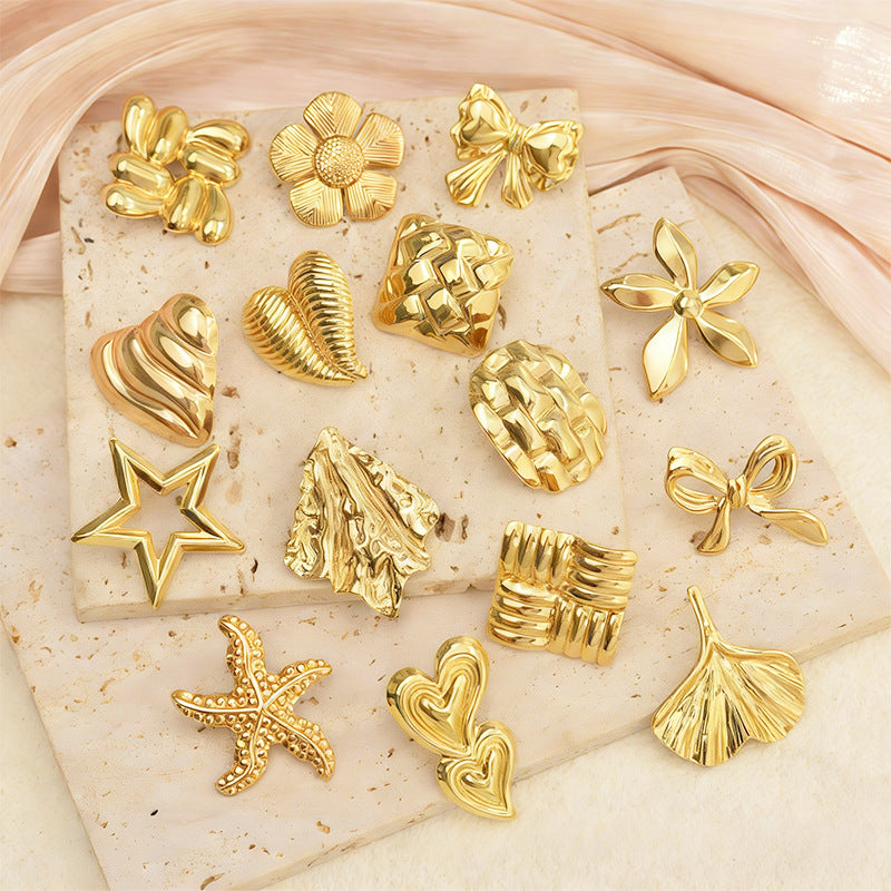 Wholesale Vintage Stainless Steel Electroplated Gold Geometric Earrings