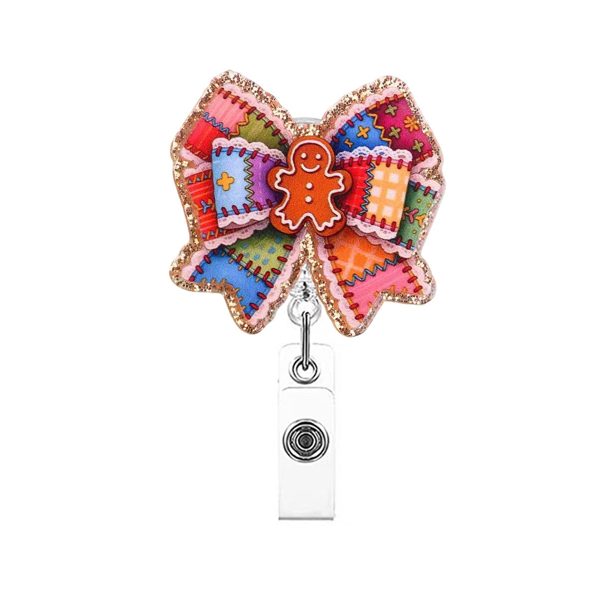 Wholesale Acrylic Badge Reels Christmas Medical Work ID Clip-on Badge with Retractable Buckle