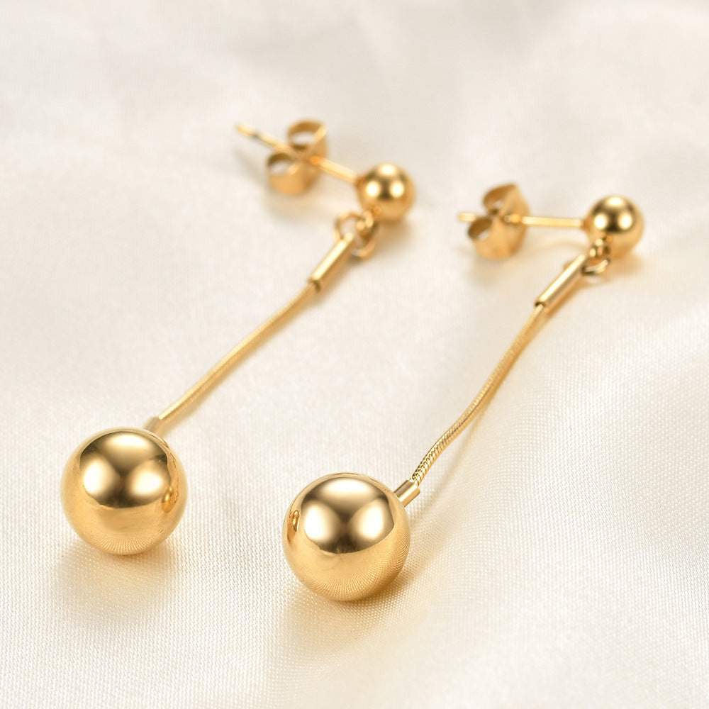 Wholesale 304 Titanium Steel Round Ball 18K Gold Minimalist Earrings