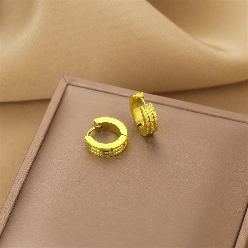 Wholesale Golden Rose Gold Steel Color Titanium Steel Earrings ACC-ES-HaoWen014