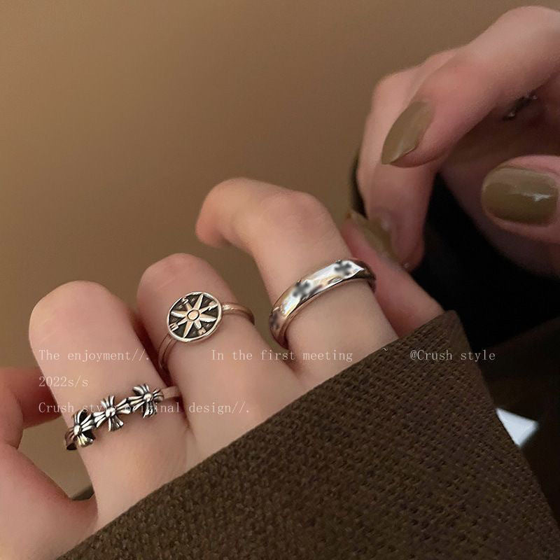 Wholesale Retro Distressed Cross Open Ring - Alloy Fashion Accessory for Women
