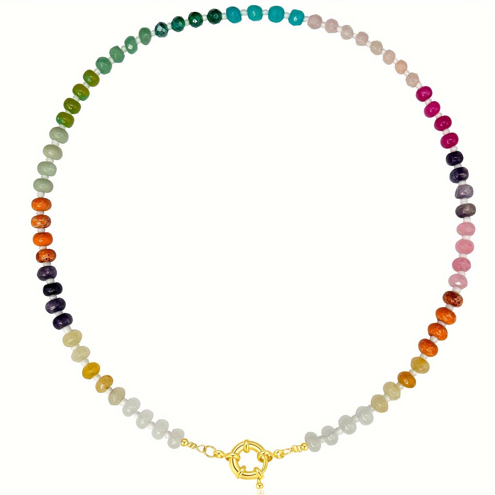 Wholesale Bohemian Style Mixed Color Natural Stone Abacus Beads  Necklace Clavicle Chain