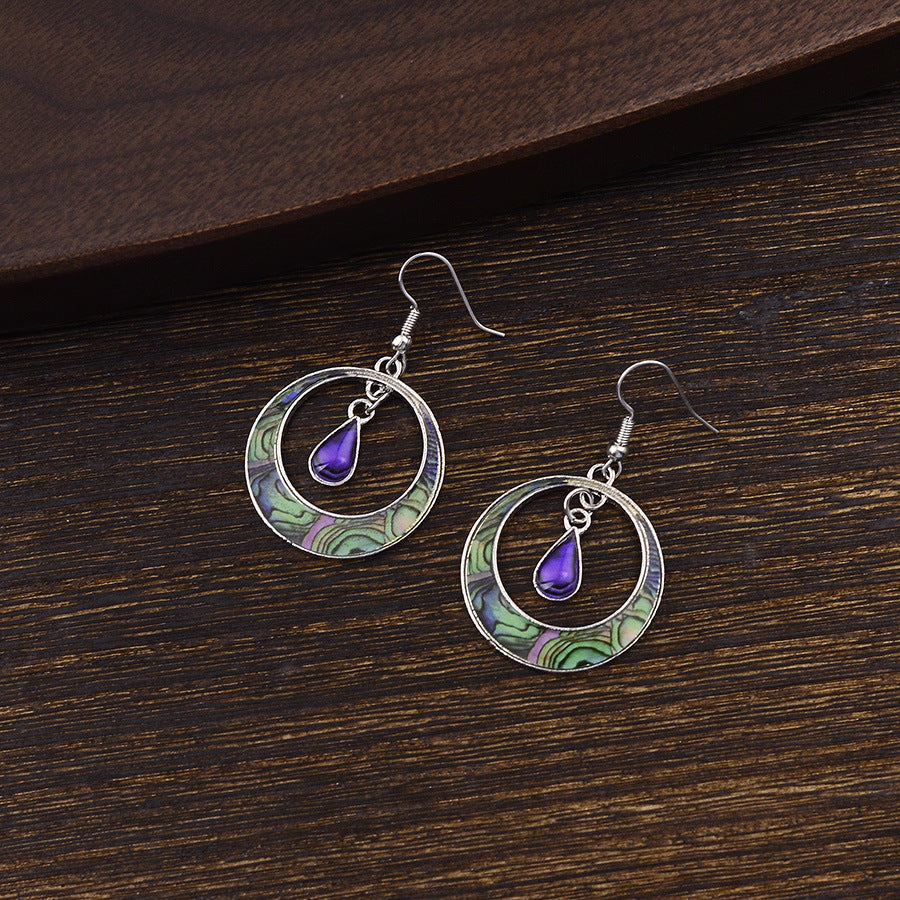 Wholesale Vintage Bohemian Round Openwork Teardrop Earrings