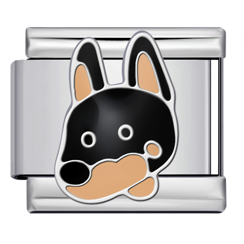 Wholesale Italian Charm Bracelet 9mm DIY Splicing Cute Cartoon Dog Stainless Steel Composable Bracelet