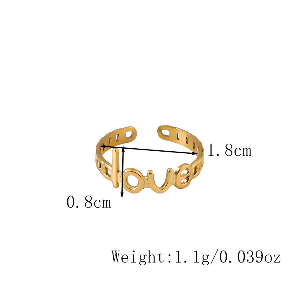 Wholesale Titanium Steel Ring LOVE Open Ring Retro Ring