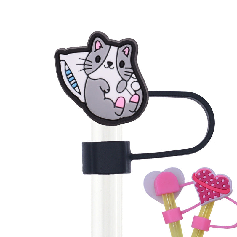 Wholesale Random 100pcs Animal Pet Cat Straw Cover 10MM Straw Tube Cap