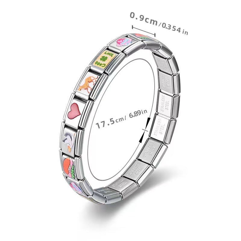 Wholesale Italian Charm Bracelet 9mm DIY Splicing Cute Creative Stainless Steel Composable Bracelet