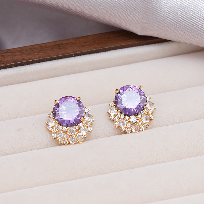 Wholesale  Luxury Full Diamond Versatile Zirconia Studs Geometric Shape Earrings