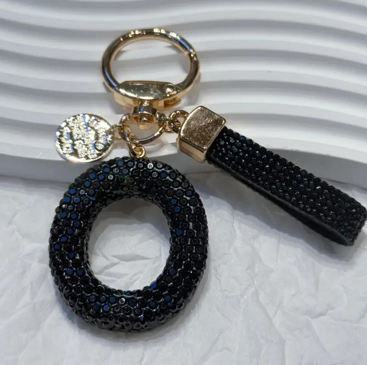 Wholesale Chic Rhinestone Letter Keychain Metal Electroplating Fashion Accessory Bag Charm Car Key